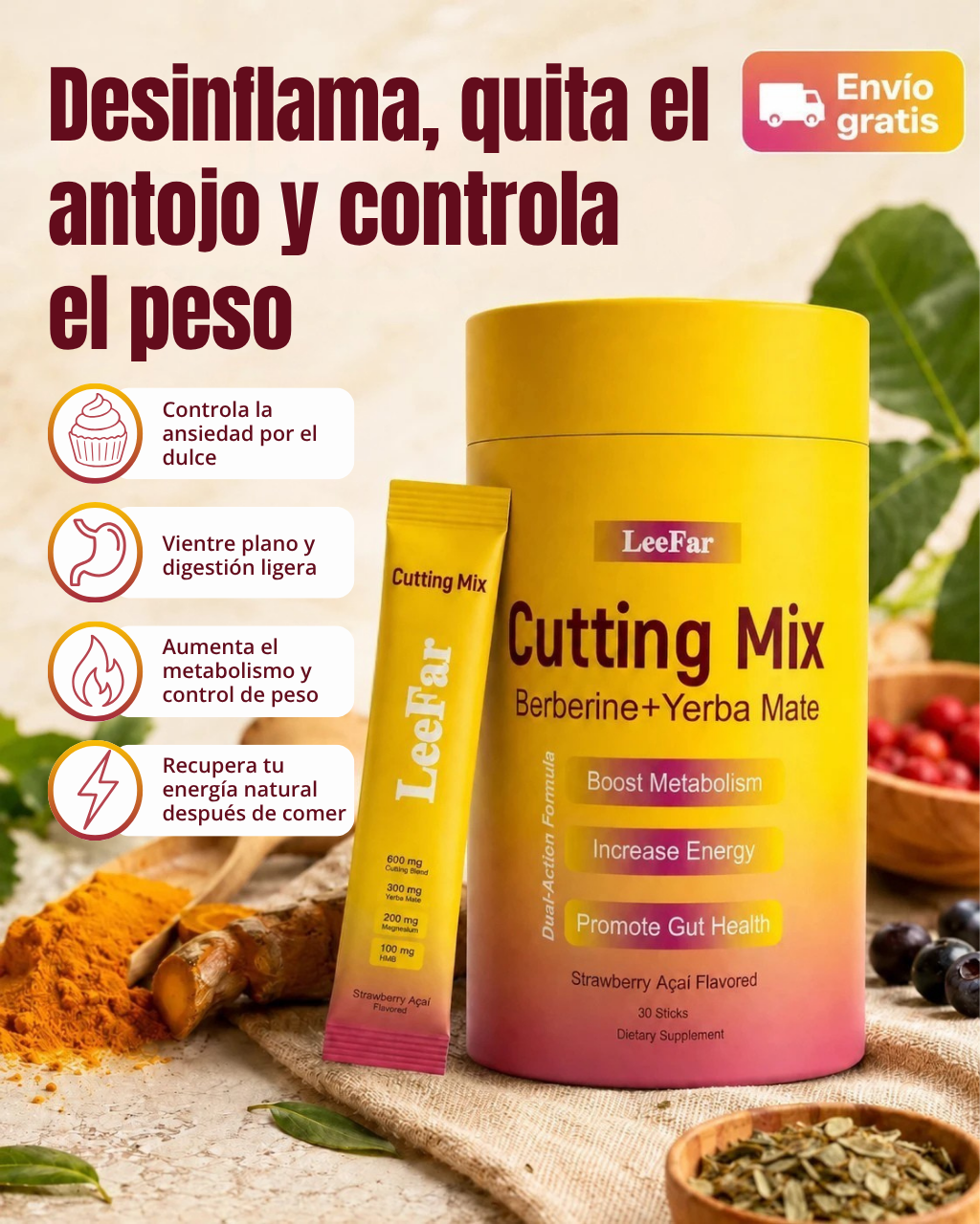 Controla el hambre, desinflama y transforma tu cuerpo con Cutting Mix