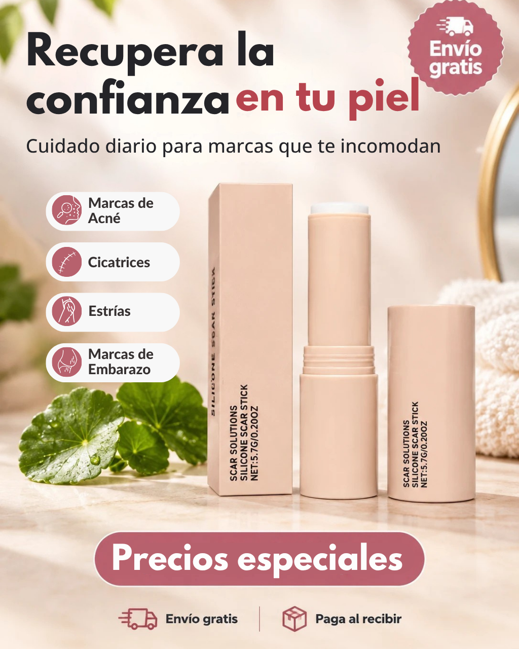 Cicatrizante en barra - Elimina cicatrices, estrías y marcas de acné